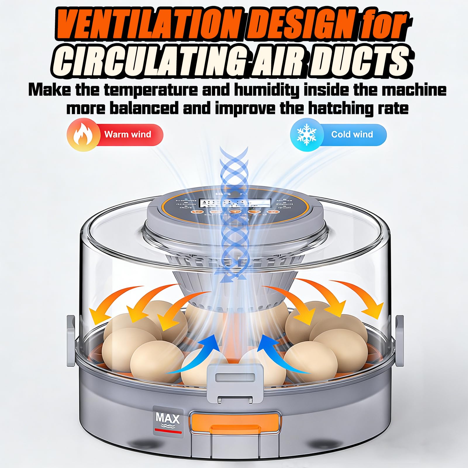 Incubadora automática inteligente de huevos con 12 huevos y control de humedad automático de huevos de gran capacidad, incubadoras de tanque de agua para incubar aves de corral, huevos de pato