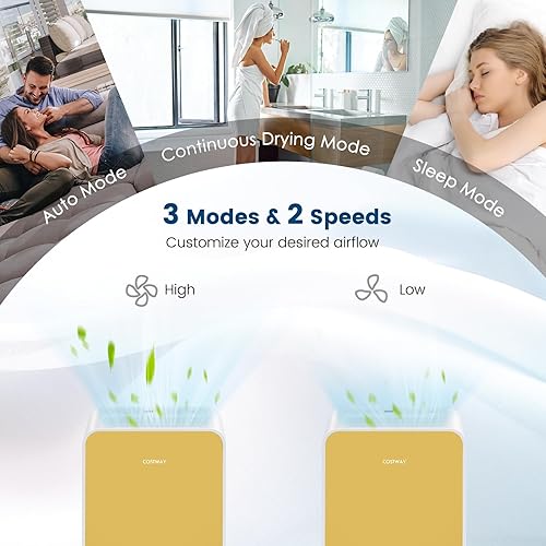 Miniatura 3 de COSTWAY Deshumidificador de 2500 pies cuadrados para sótano, deshumidificador silencioso portátil de 32 pintas con modo de suspensión, temporizador