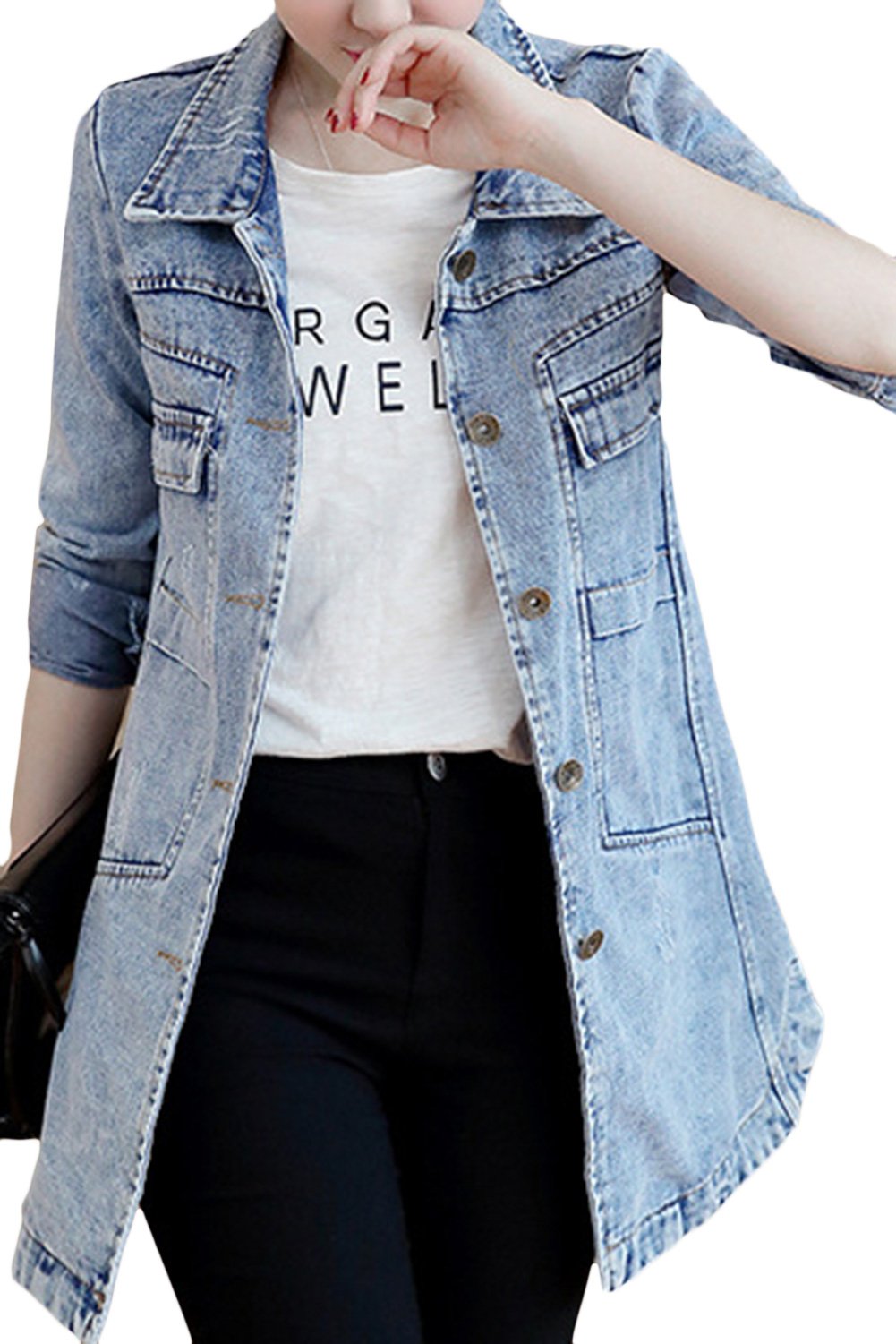 sandbank Veste en jean léger en coton denim pour femme