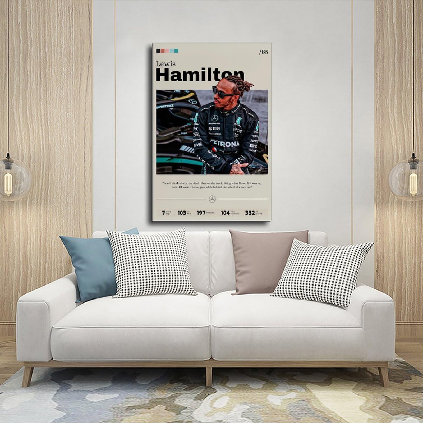 Aleakea Lewis Hamilton Poster classique vintage sur toile pour décoration de maison, chambre à coucher, salon 30 x 45 cm