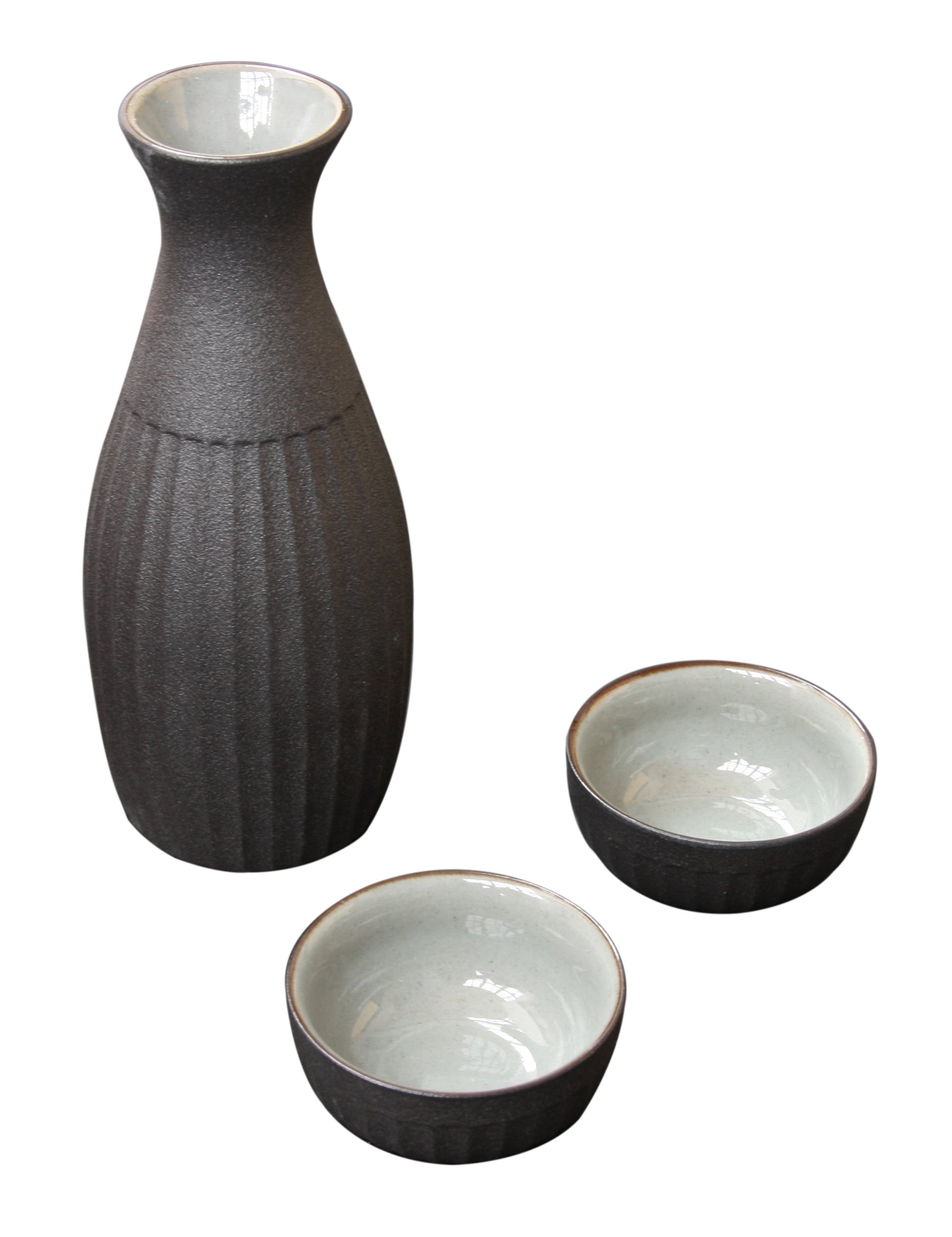 Yamako GuiNomi & Tokkuri 89259 Ensemble de bouteilles et tasses à saké en poterie Noir
