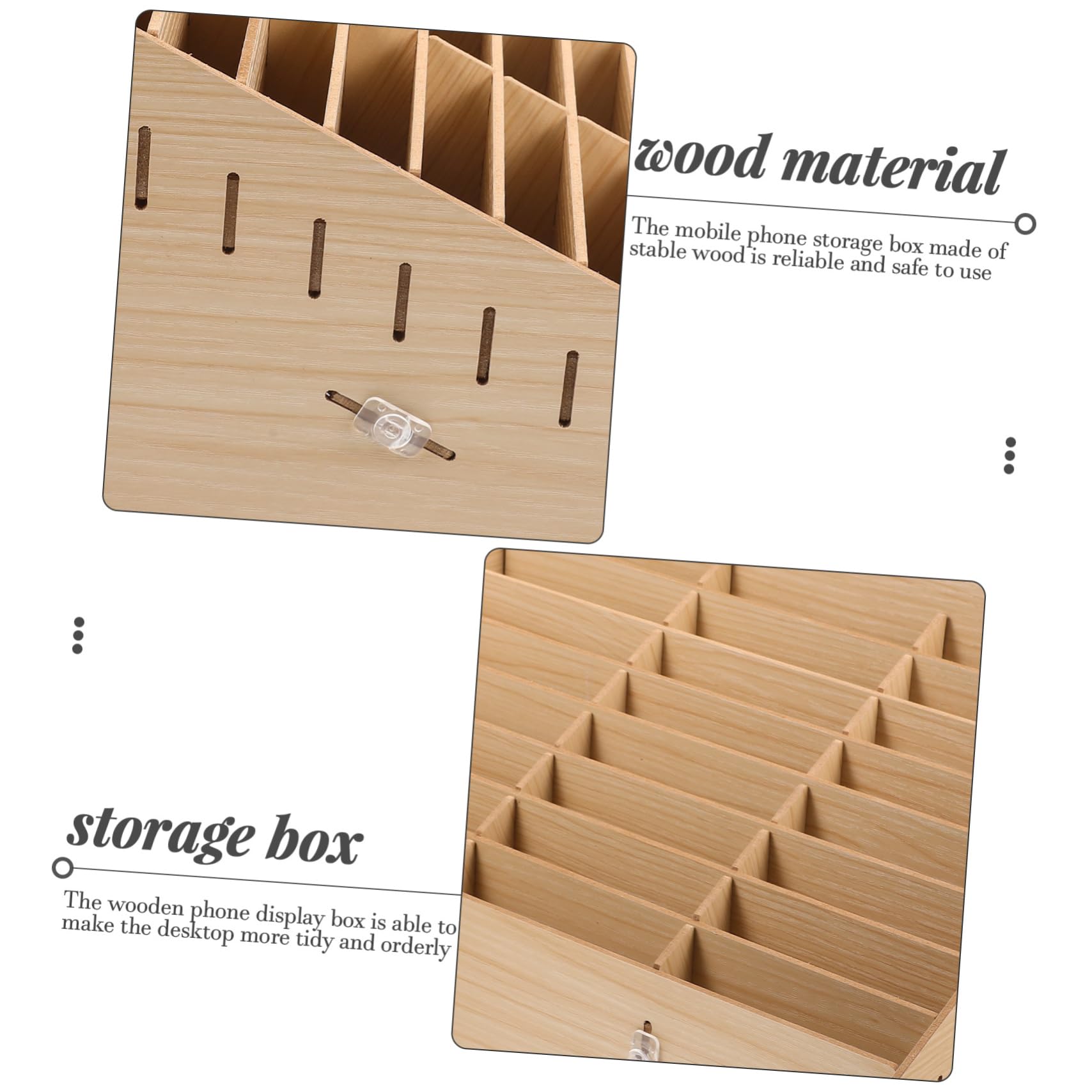 Housoutil Organizador de Almacenamiento de Madera para Escritorio 24 Compartimentos, Adecuado para Oficina y Estudiantes, Diseño Rústico y Resistente para Artículos Pequeños
