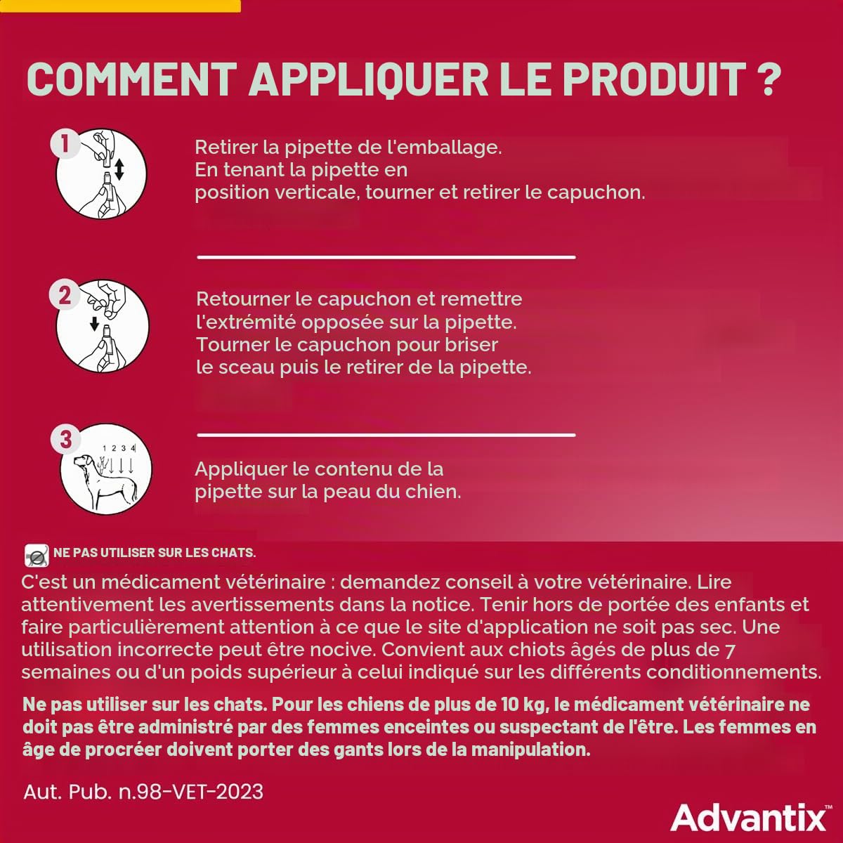 Bayer advantix x chiens 4-10 kg - 4 pipettes