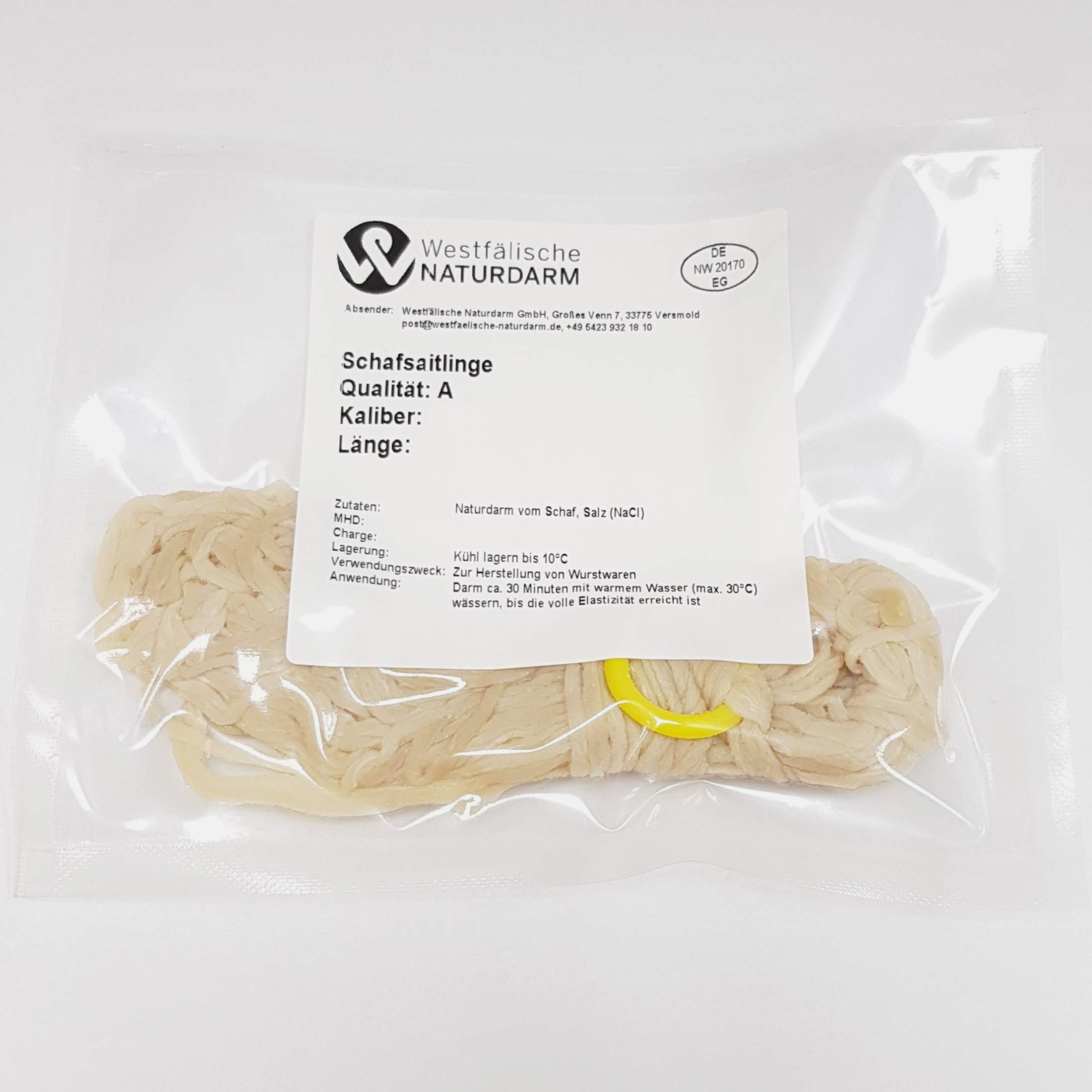 Schafsaitling 1A alle Kaliber 10-90m Naturdarm vom Schaf - frisch verpackt - Schafsdarm Saitling (Kaliber 20/22, Länge: 60m)