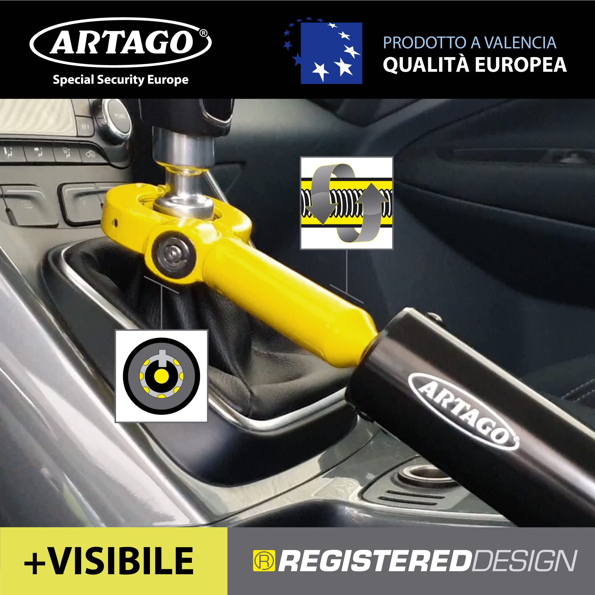 ARTAGO 862A/B Antifurto Auto Freno Mano Leva Cambio Regolazione Filettatura più Adattabile