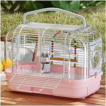 Flight Cage Parrot Cage Portable Take-Out Cage Outdoor Bird Cage with Bag Special Bird BagPink