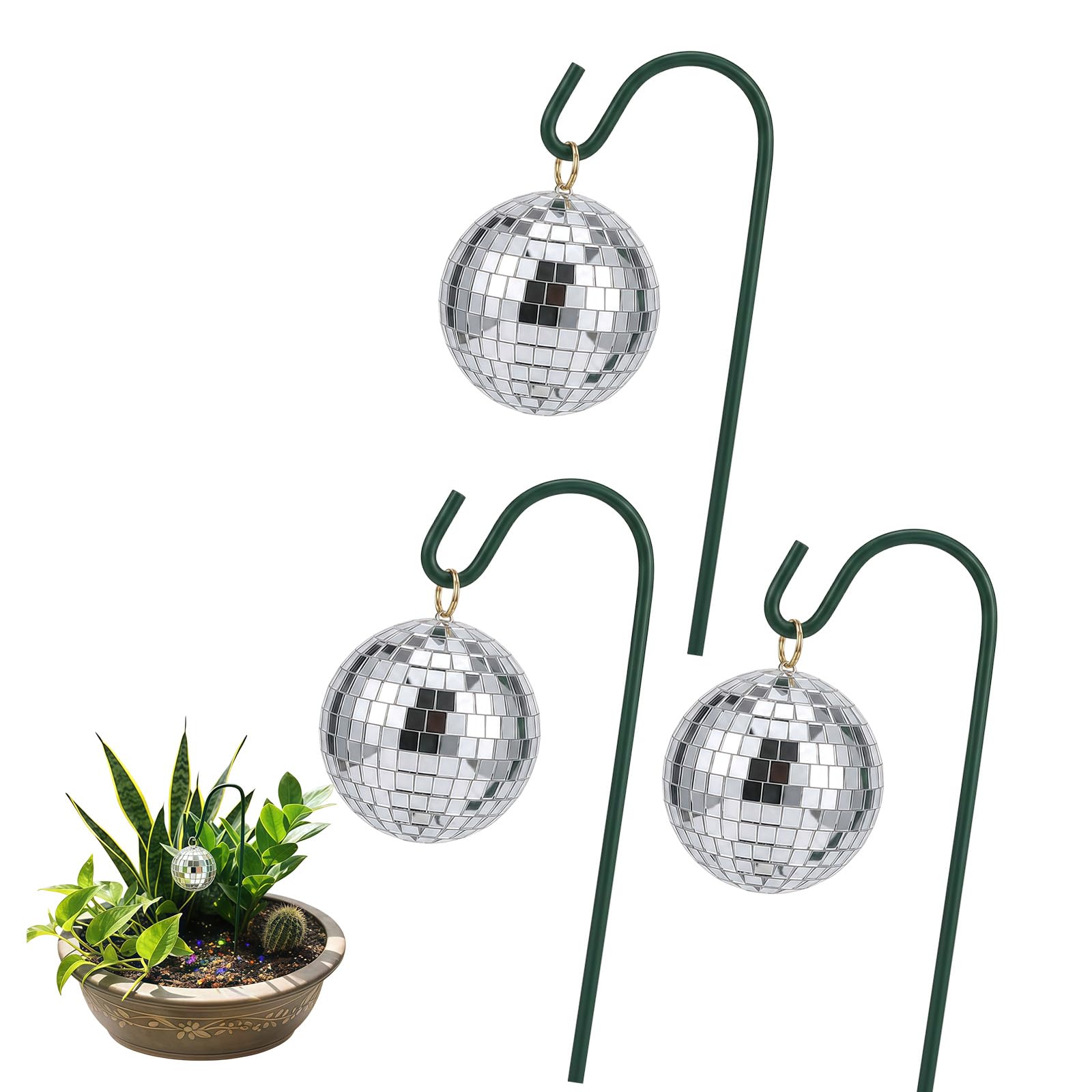 Msioytog Sparkling Disco Ball Garden Stake Outdoor Disco Ball Hanging Solar Lights for Outside Garden Decorative Yard Lamp Glass Deck