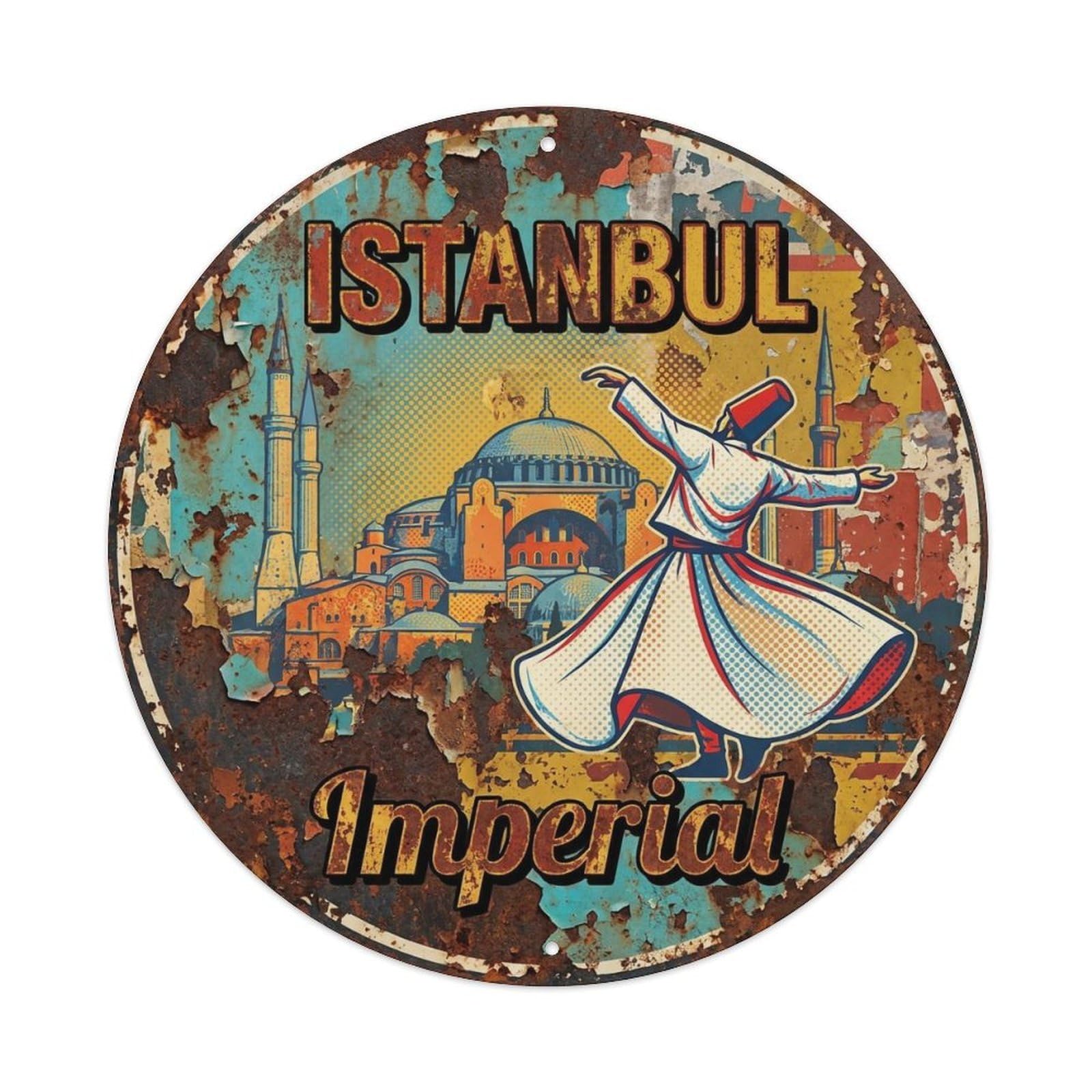 Vintage Travel Istanbul Turkey Imperial Vintage Metal Tin Sign Plaque Wall Decor for Cafe, Club Bar, Office, Garden Metal Poster 8x8Inch