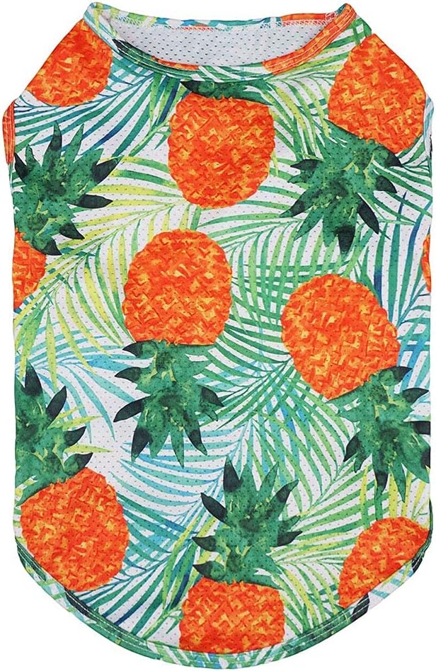 Fitwarm Hawaiian Dog Shirts Tropical Pineapple Doggie T-Shirts Puppy Tee Top Aloha Vest Pet Clothes Green Medium