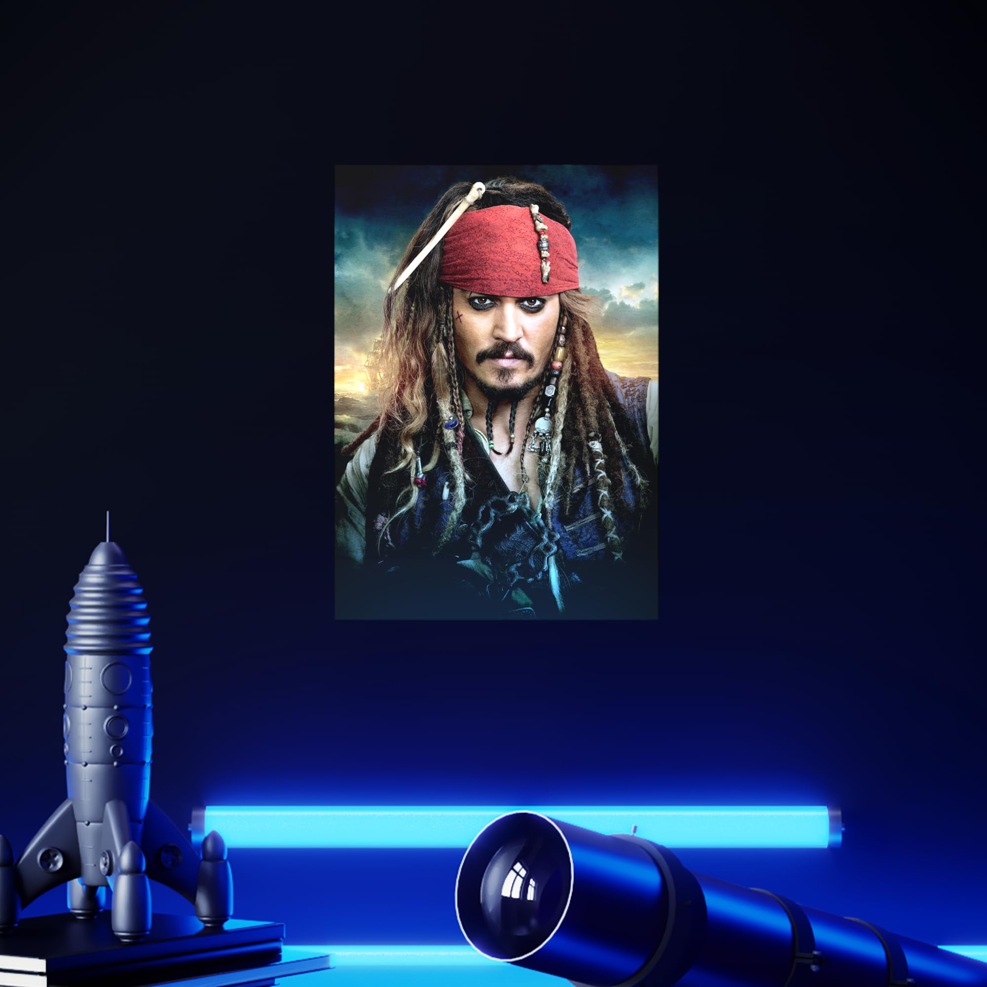 Displate Poster in metallo Disney - Pirati dei Caraibi - Capitano Jack Sparrow - Decorazione per camera da letto - Regalo da collezione - Decorazioni di alta qualità da parete, poster del film, 32 x