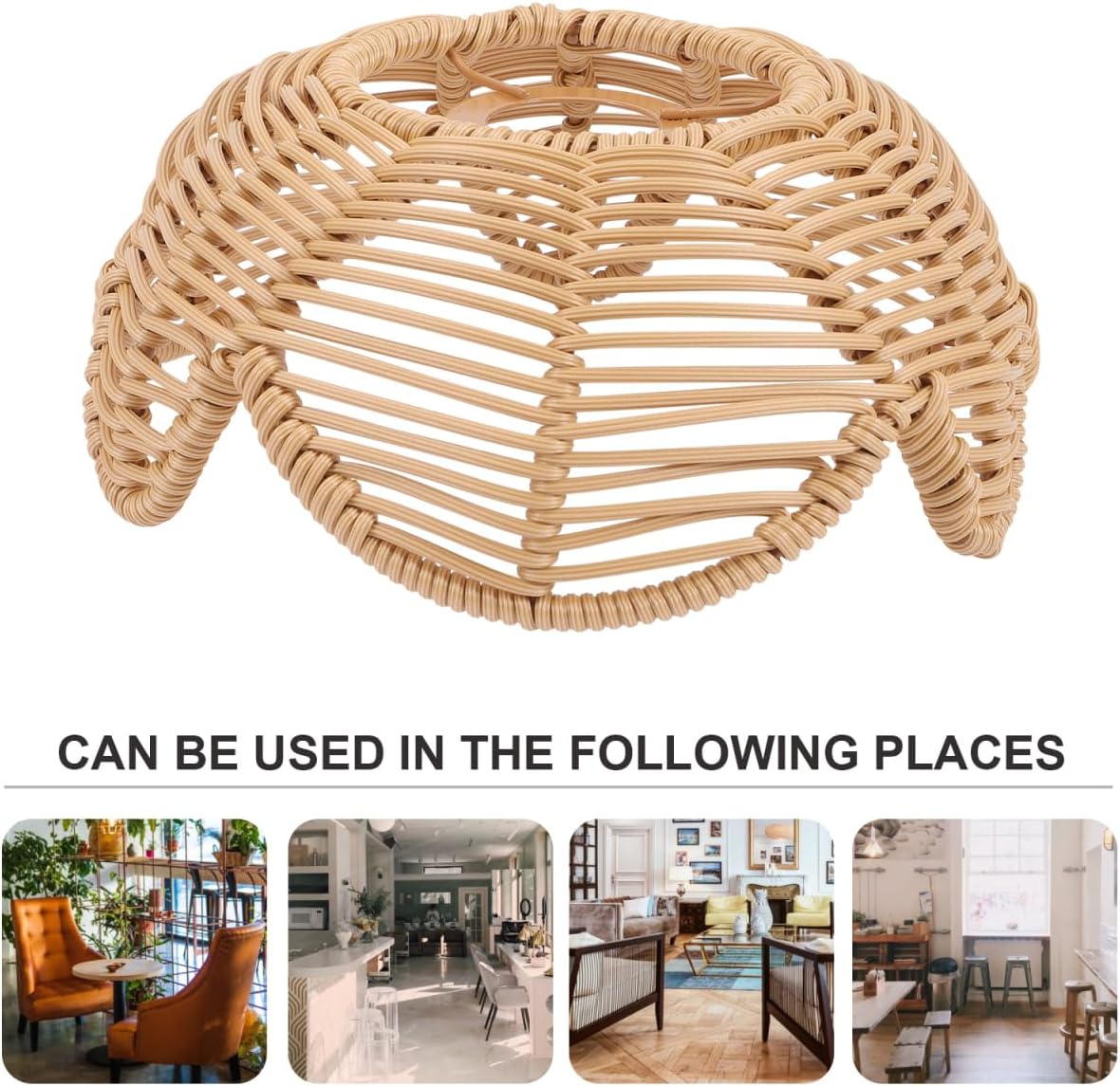 Homoyoyo Rattan Lamp Shade Lotus Flower Shaped Lamp Shades Boho Wicker Woven Lampshade Replacement Pendant Light Covers for Table Floor Wall Sconces 7.86X3.54X3.34In