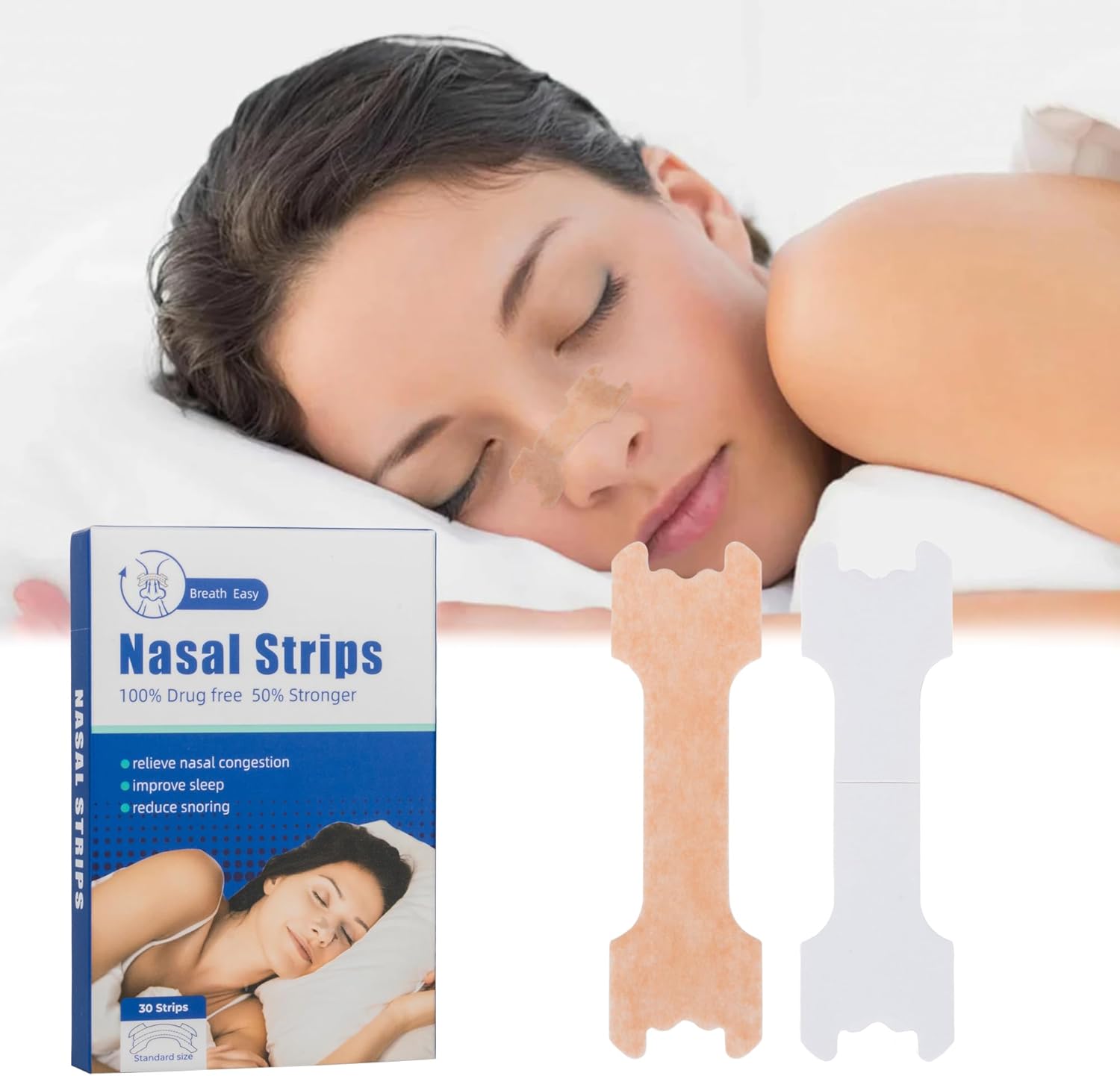 Anti-Snoring Devices Nasal-Strips for Breathing Nasal Congestion Relieve (30 Count)