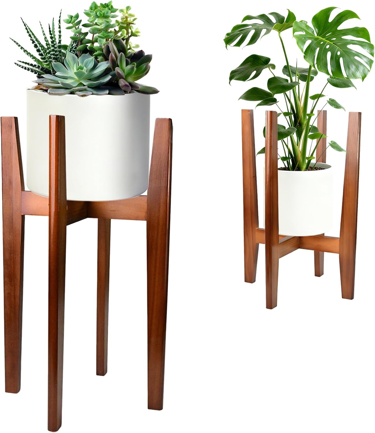 24" Tall Wood Plant Stand Indoor, Corner Flower Pot Plants Holder Outdoor