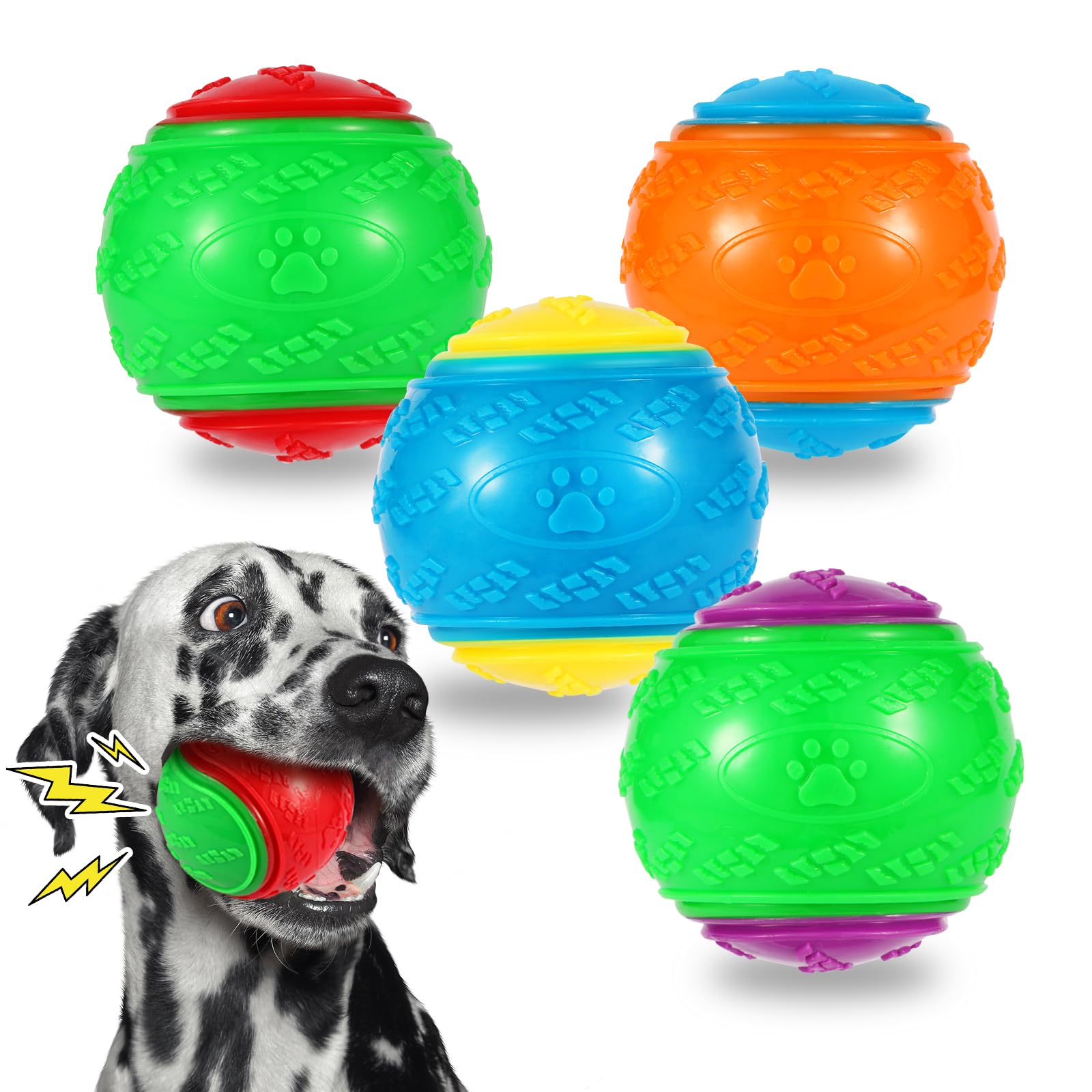 4 Packs Large Dog Balls 4 5 inch Squeaky High Bouncy Dog Ball for Interactive Playing Dog Toys
