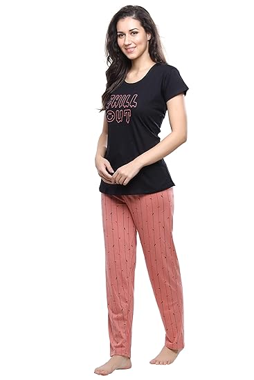 DZZO Cotton Night Suit for Women Girls | Cotton Printed Night Suit Set Pyjama Set Sleepwear Nightwear Nightdress Loungewear for Women