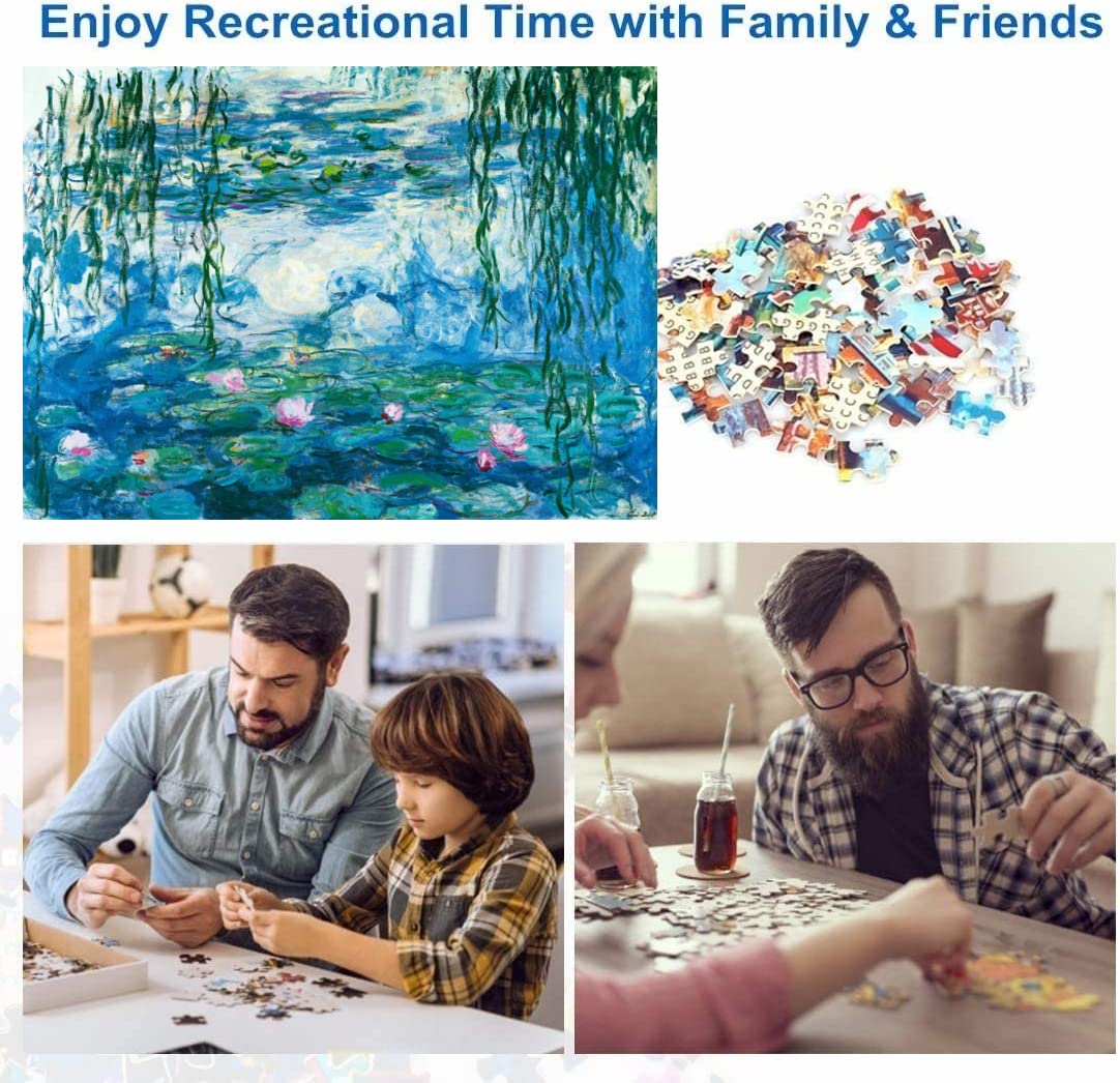 Puzzle 1000 Pièces Nénuphars De Claude Monet – 70 X 50 Cm, Carton Recyclable, Affiche HD Incluse – Cadeau Adulte Enfant Et Collectionneur