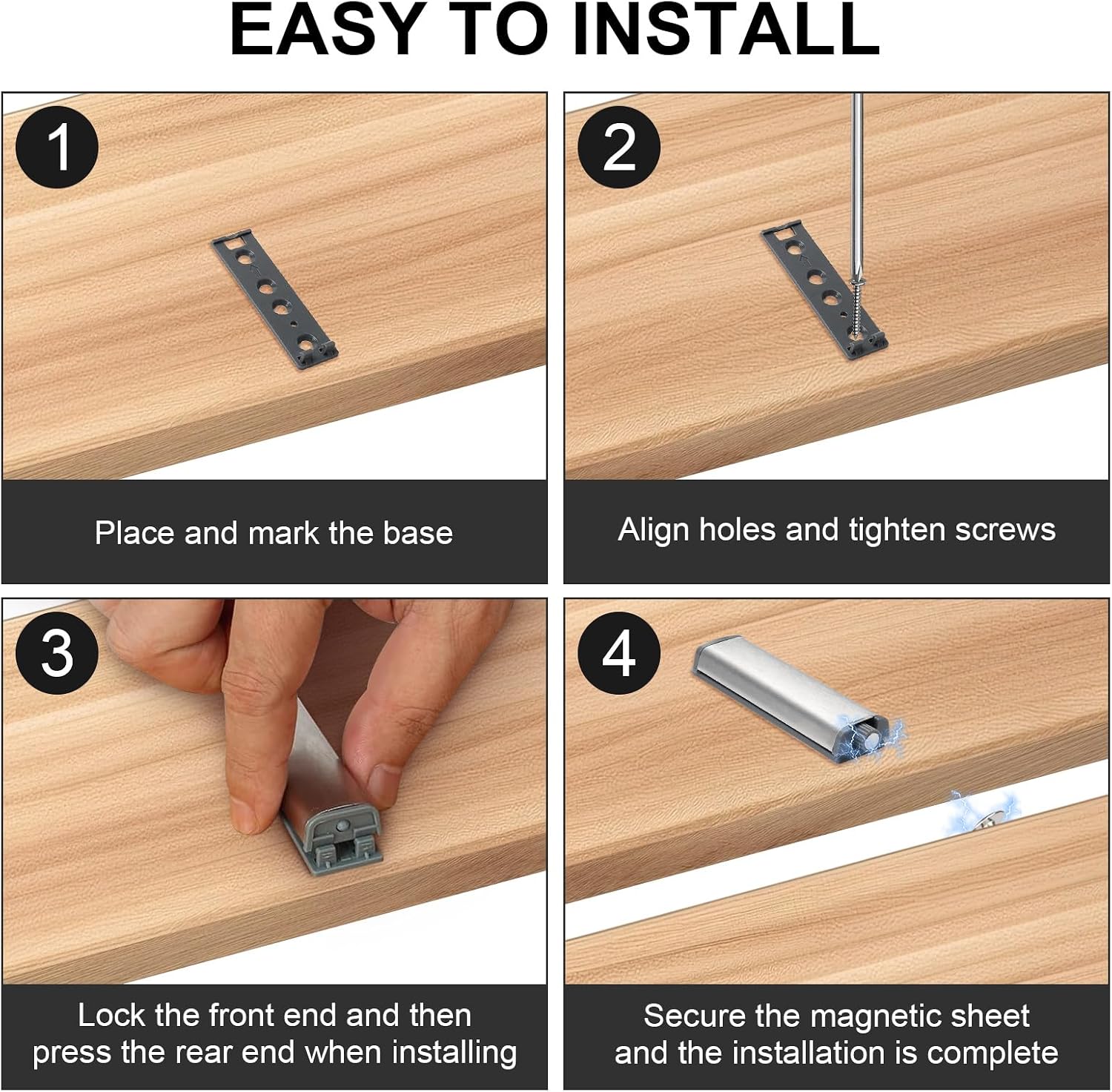 Pack of 10 Push to Open Door Openers, Magnetic Cabinet Door Damper, Portability Pressure Door Opener, Door Catches for Cabinets, Sideboards, Drawers, Furniture, Cabinet Door (Silver)