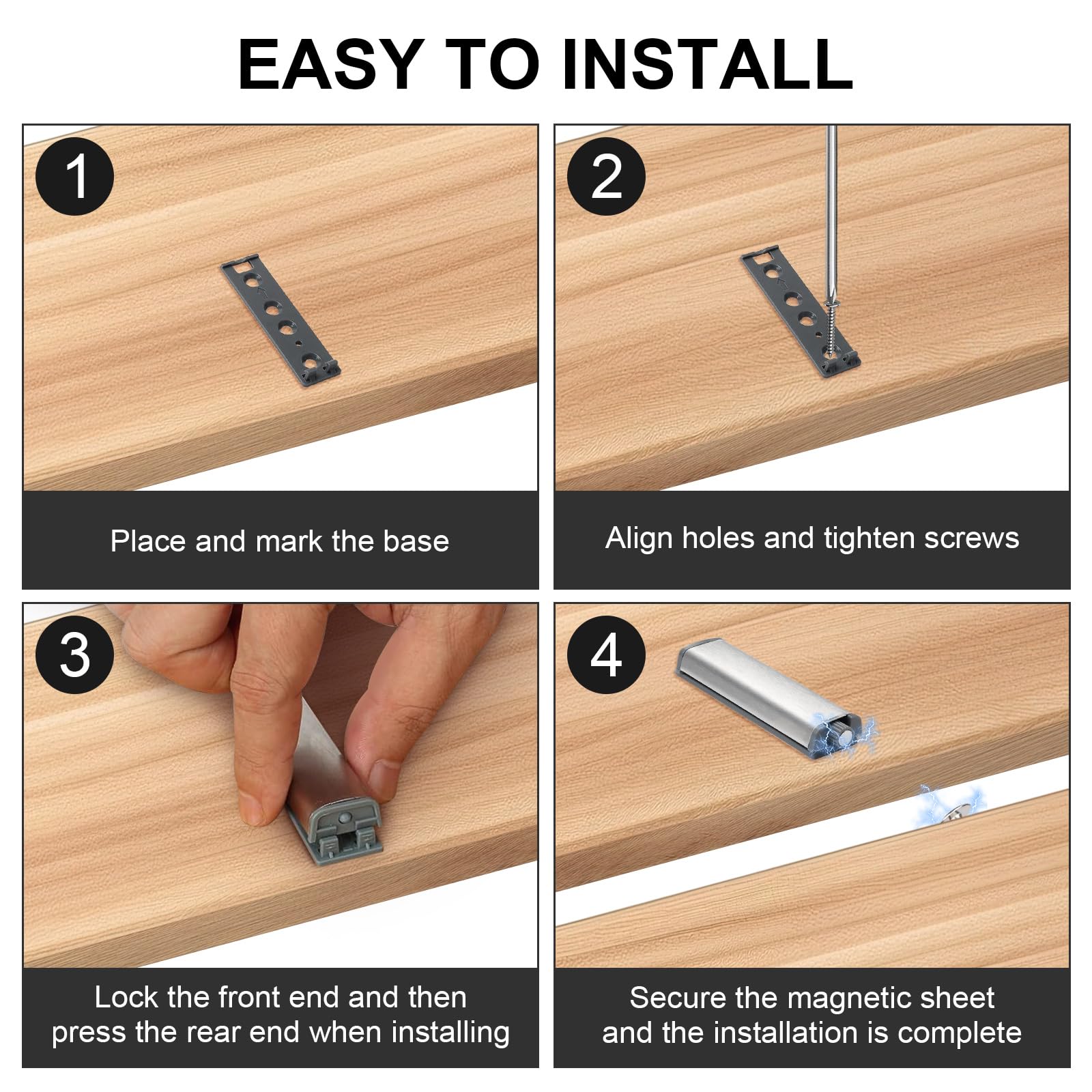 10 Pezzi Push Pull per Ante, Robusto Apertura a Pressione Push to Open Magnetic Chiavistello con Viti Chiusure, Chiusura Magnetica per Ante Cucina, Armadio, Cassetti, Senza Maniglia, Argento