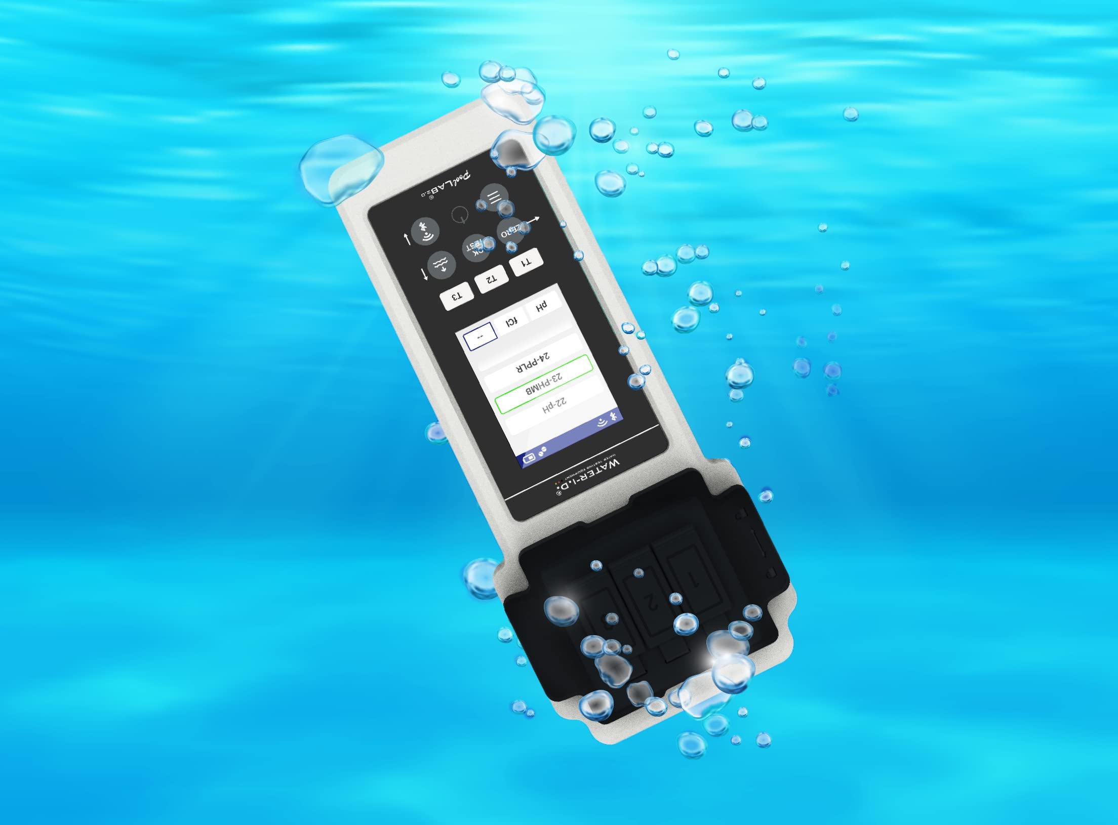PoolLab 2.0 con 70 compresse di prova e "EXTRA CUvette" Special Edition per MediMuc – 24 parametri – App, software