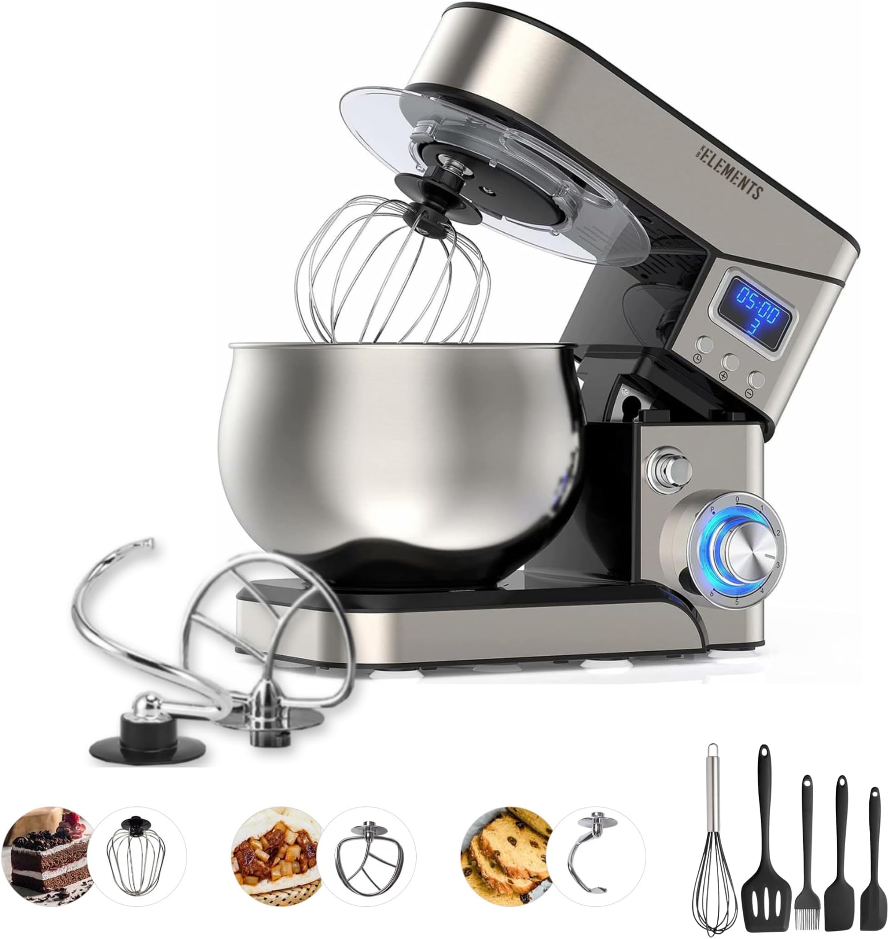 N8WERK Küchenmaschine mit Digital-Display 1200W Küchenmaschine Schwarz N8WERK Küchenmaschine mit Digital-Display 1200W Küchenmaschine Schwarz