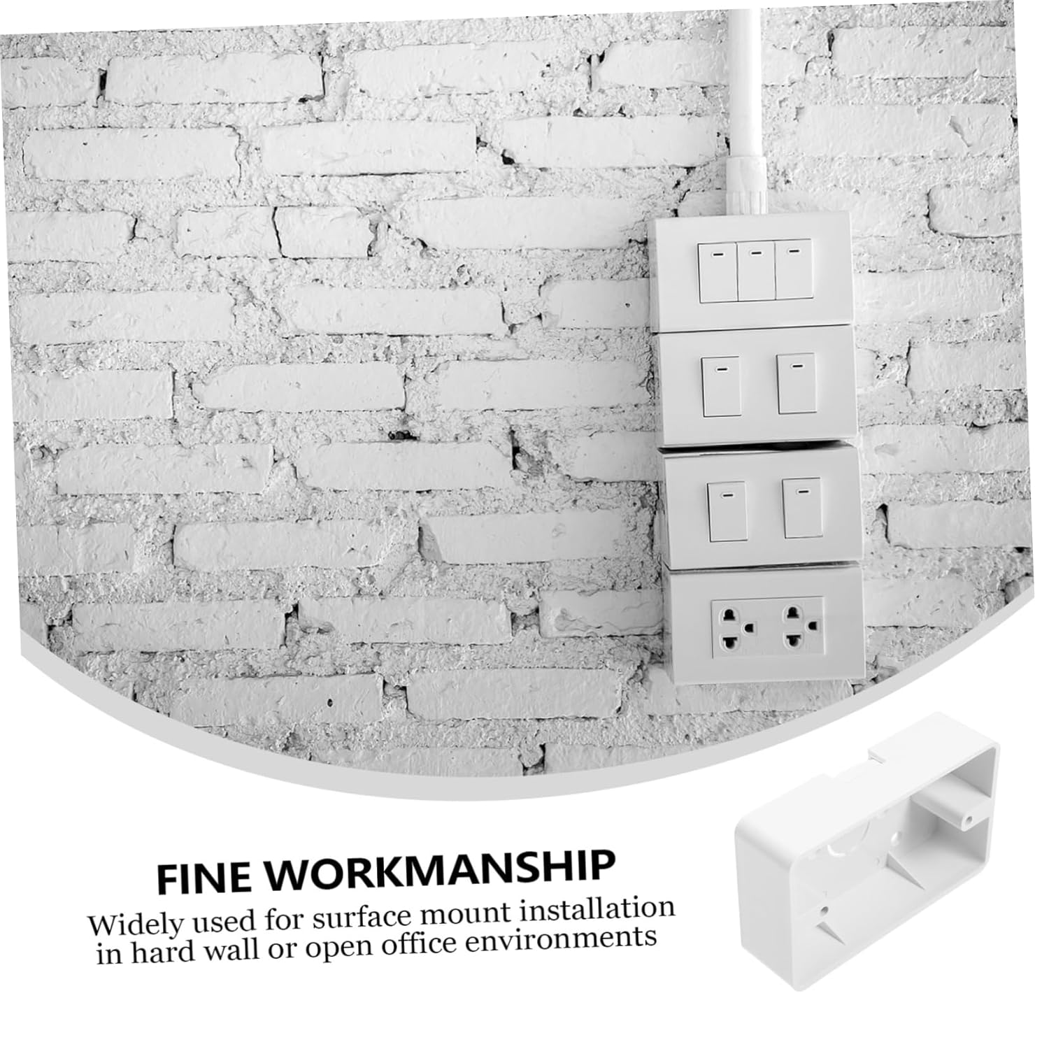 DOITOOL Plug in for Outlet 5 Pcs Junction Box Electrical Outlet abs White Double Gang Wall Fixator on Off for Outlet Power Strip fixator Italian Back Box