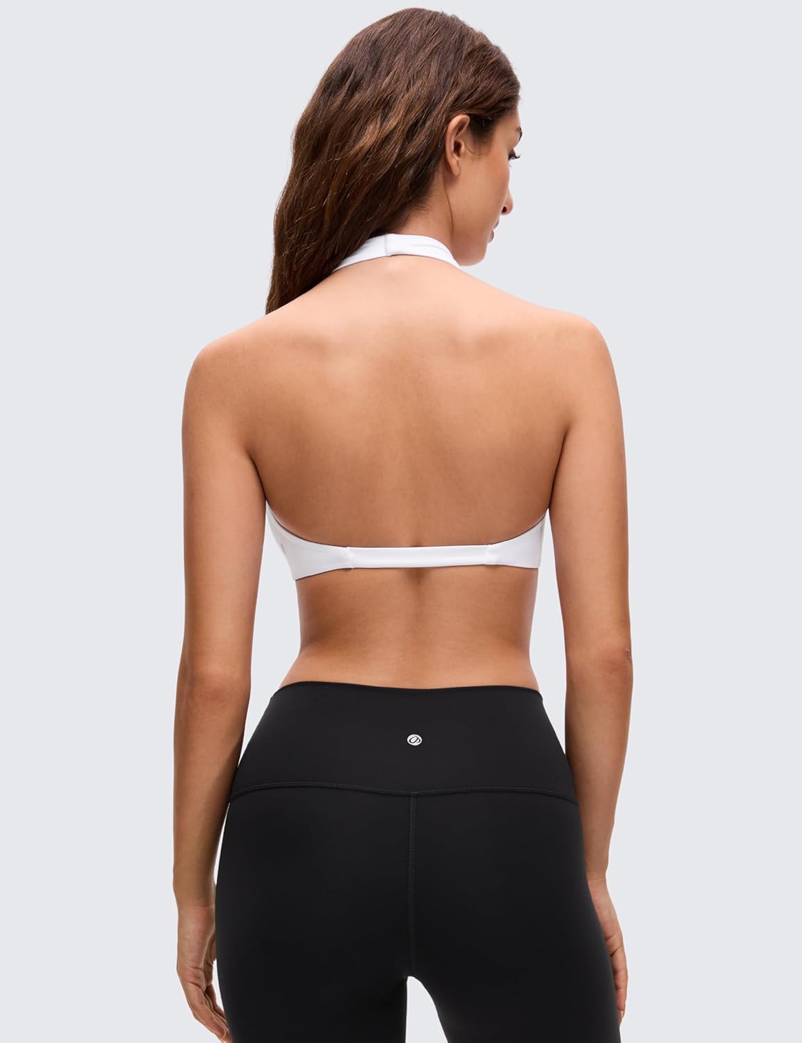 CRZ YOGA Butterluxe Double Lined Twist Halter Sports Bras for Women - Deep V Neck Crop Top Casual Open Back Non Padded - Image 2