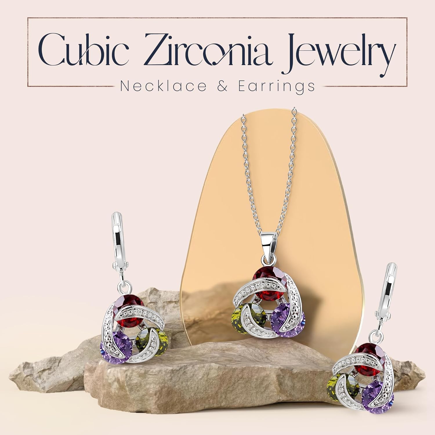 Crystalline Azuria Juegos de Joyas para Mujeres y Niñas Juegos de Joyas Boda Collar y Pendientes para Esposa Novia Joyería