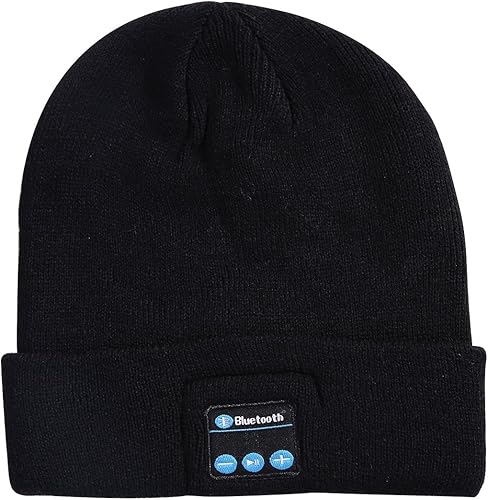TININNA Invernale Caldo Lana Maglia Cappellodi Beanie Bluetooth Cuffie Cappello dell altoparlante con Auricolare Senza Fili Bluetooth Headset per Chiamata telefonica Mani libere Musica Nero 