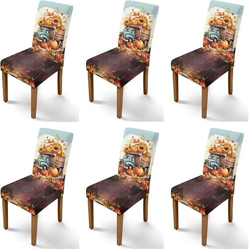 Miniatura 64 de Rnyleeg Fall Autumn Seat Covers for Dining Chairs Set of 4 Sunflower Themed Stretch Dining Chair Covers Soft Comfy Chair Slipcovers for Cocktail