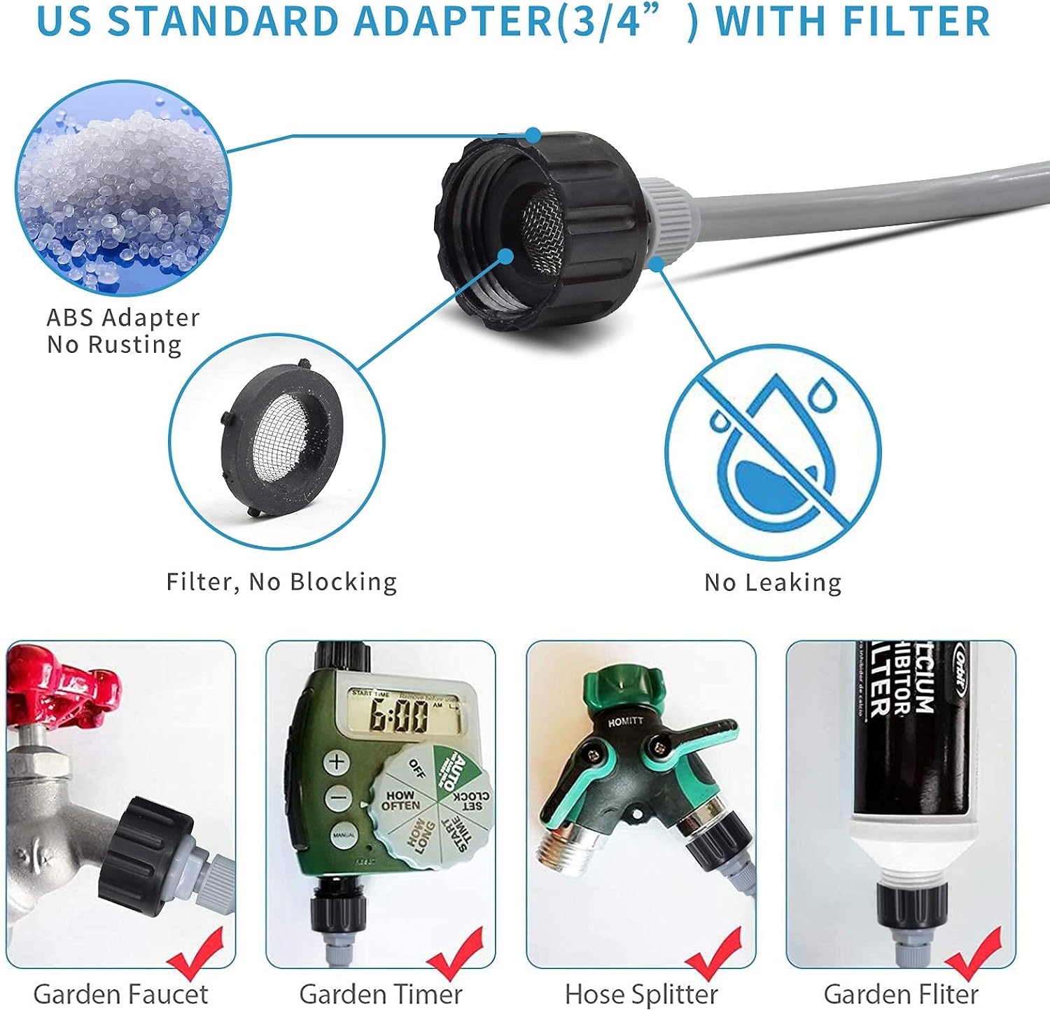 Karveden [Upgraded Misting Cooling System - Outside Mister Hose 83FT + 25 Mist Nozzles + 3/4" Faucet Adapter for Patio Garden, Greenhouse, Trampoline Waterpark, Fan