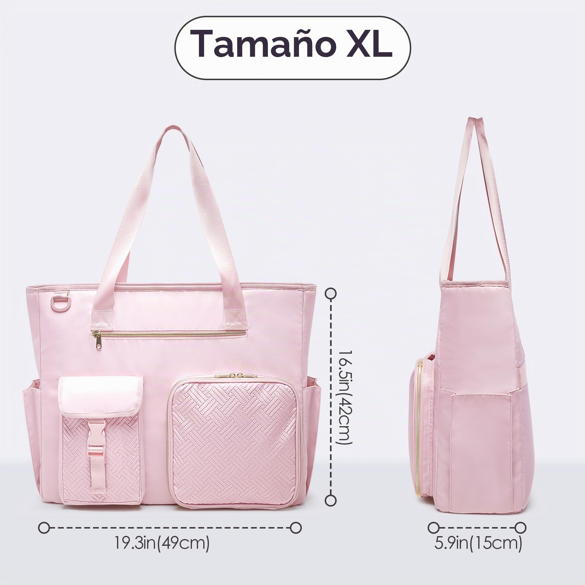Fasrom Bolsa para Profesora con Compartimento para Portátil 15,6" | Gran capacidad para documentos A3, múltiples bolsillos, banda para maleta, ideal para trabajo, escuela y viajes