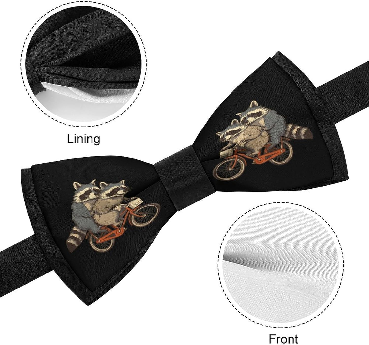 Funny Raccoon Novelty Men's Bow Tie Pre-tied Adjustable Bowtie Accessories for Wedding Party