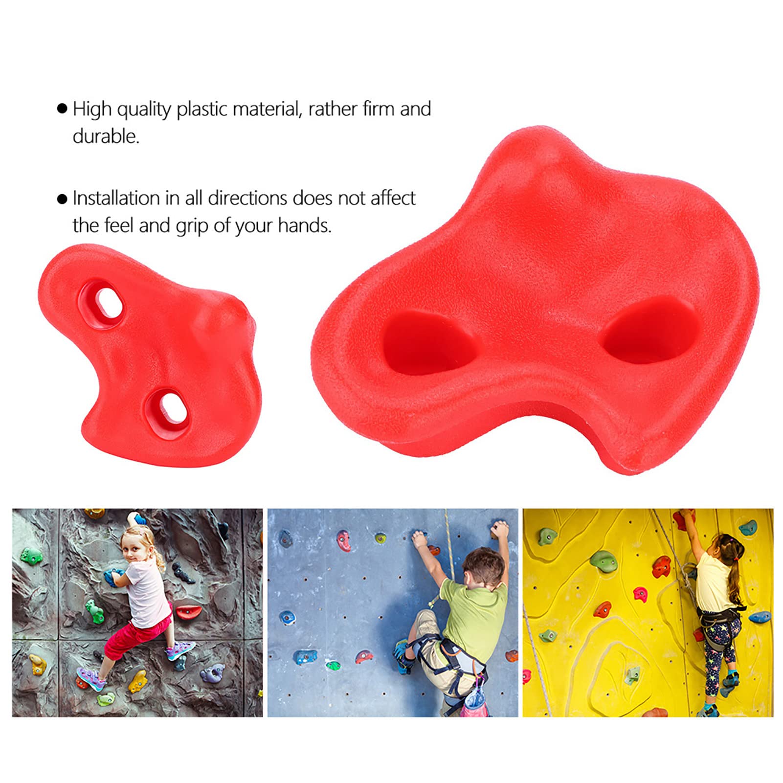 Lote de 10 piezas para escalada de piedra de plástico con textura para pared de escalada (rojo)