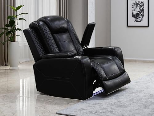 Miniatura 37 de Juego de sofás reclinables eléctricos, juegos de muebles de sala de estar, sofá reclinable eléctrico moderno negro, sofá biplaza y silla con Negro