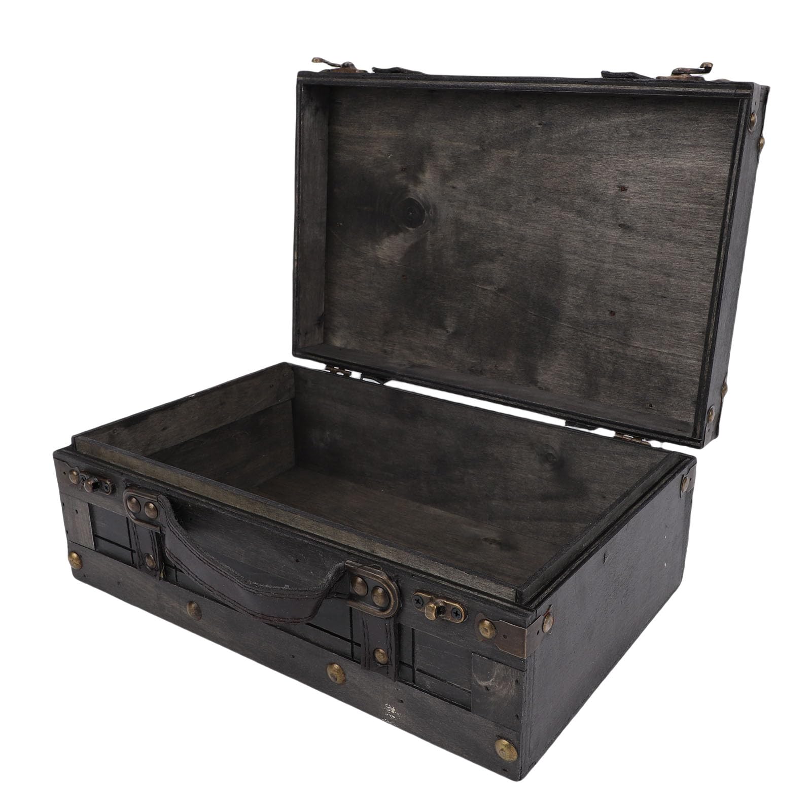Baule portaoggetti vintage in legno retrò con coperchio Valigia decorativa Scatola portatile per oggetti di scena fotografici Grigio 30x19,5x12 cm (1624B-01 Grigio)