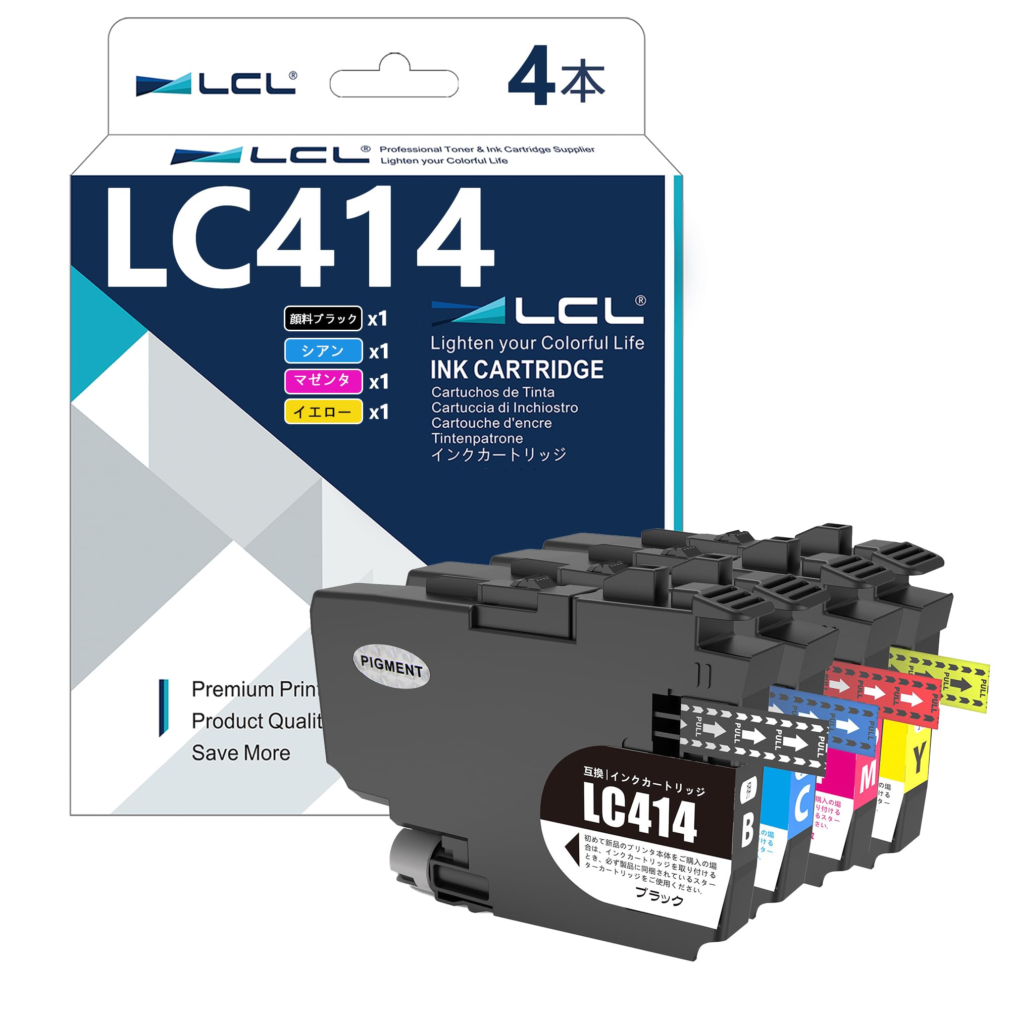Amazon.co.jp: LCL LC414-4PK 互換インクカートリッジ Brother用