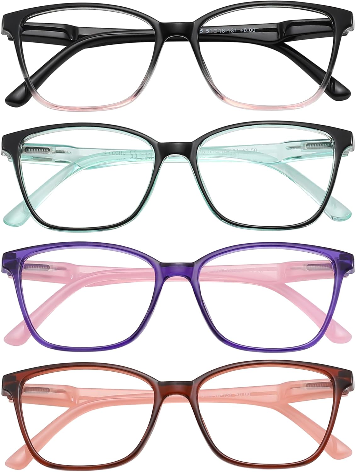 Przene 4 Pack Blue Light Blocking Reading Glasses,Readers for Women and Men with Spring Hinge - Image 2