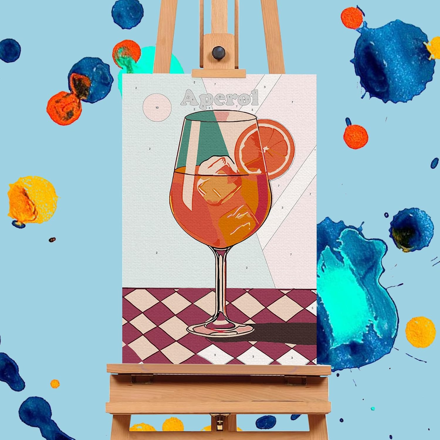 4 Pack Framed Paint by Numbers Kit for Adults with Wooden Easel, Retro Cocktail Easy Paint by Numbers with Frame for Beginners, Adult Paint by Number Kits Framed Canvas for Home Decor Gift 8x12 Inch