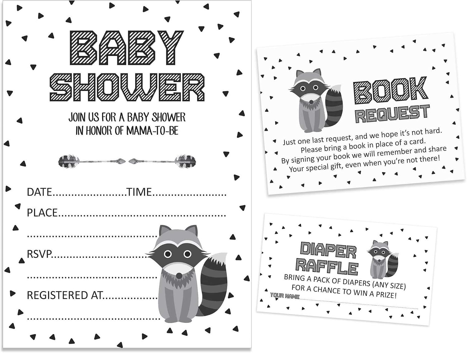 Set of 30 Jungle Animals Baby Shower Invitations-Diaper Raffle Tickets and Baby Shower Book Request Cards Gender Neutral Invites Its A Boy Its A Girl