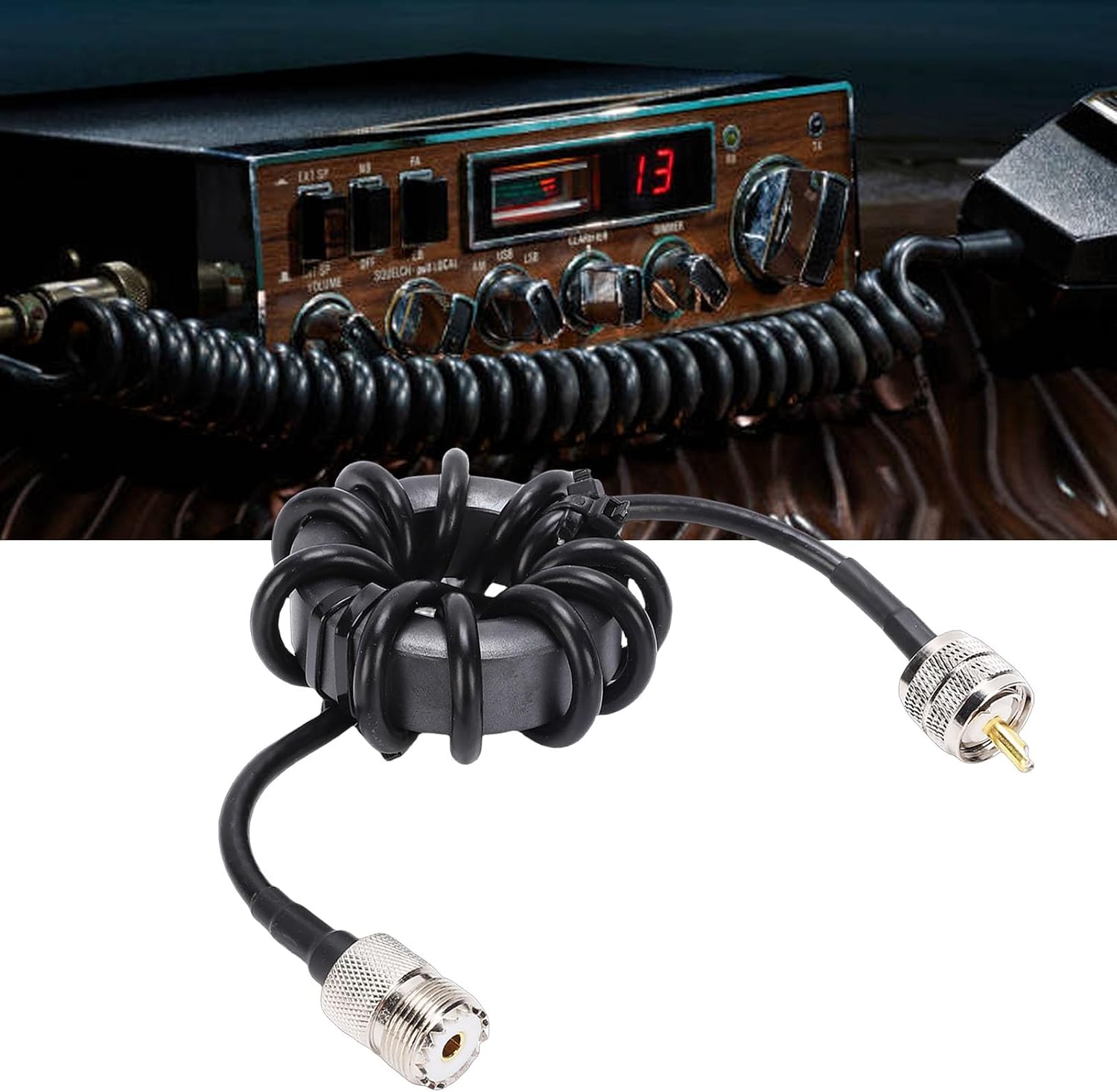 Fafeicy Shortwave Choke Ring 1.8-30MHz 600W 1:1 Current Balun with M Connectors for Ham Radio System Common Mode Noise Suppression