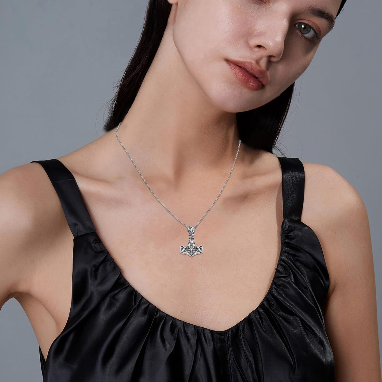 Thor Hammer Necklace 925 Sterling Silver Viking Mjolnir Hammer Talisman Pendant Norse Runes Amulet Jewelry Nordic Thors Hammer Jewelry Gifts for Men Women with 22’’+2’’Rolo Chain-Viking Mjolnir 01 - Image 8