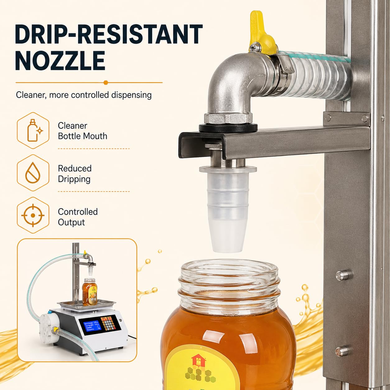 Automatische Honig-Abfüllmaschine für Gläser, Flaschen und Dicke Produkte 4L/MIN