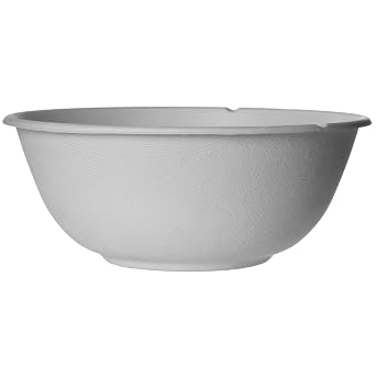 Vegware Compostable 46oz Molded Fiber Wide Bowls, Case of 400, Disposable, White, Stronger Than Paper Bowls, Lid Available, Tree-free Sugarcane, Coupe Pasta bowl, For Hot or Cold Food