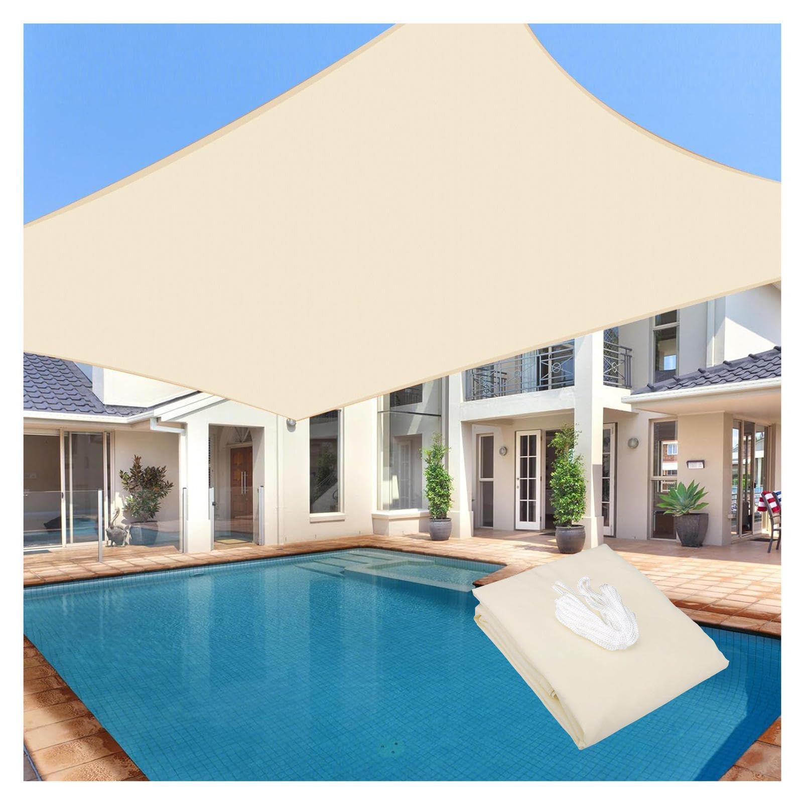 Pergola couverture d'ombrage 5x6m beige anti-UV et toile de patio