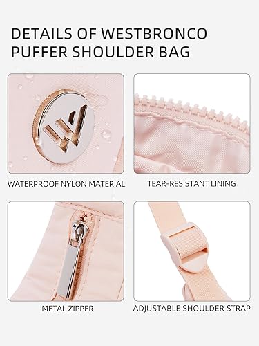 Miniatura 5 de WESTBRONCO Bolso pequeño de nylon acolchado en forma de media luna para mujer, bolsos de hombro con acolchado, bolsos de mano esponjosos con correa
