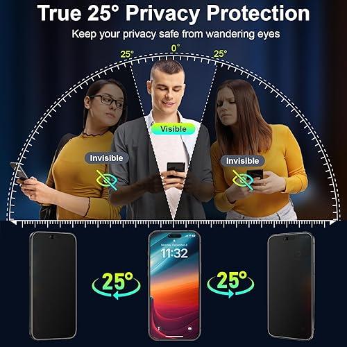 Vista 2 de Esanik Paquete de 2 protectores de pantalla de vidrio mate para iPhone Air, antirreflejo y antiespía, antirreflejante, suave como la seda, dureza