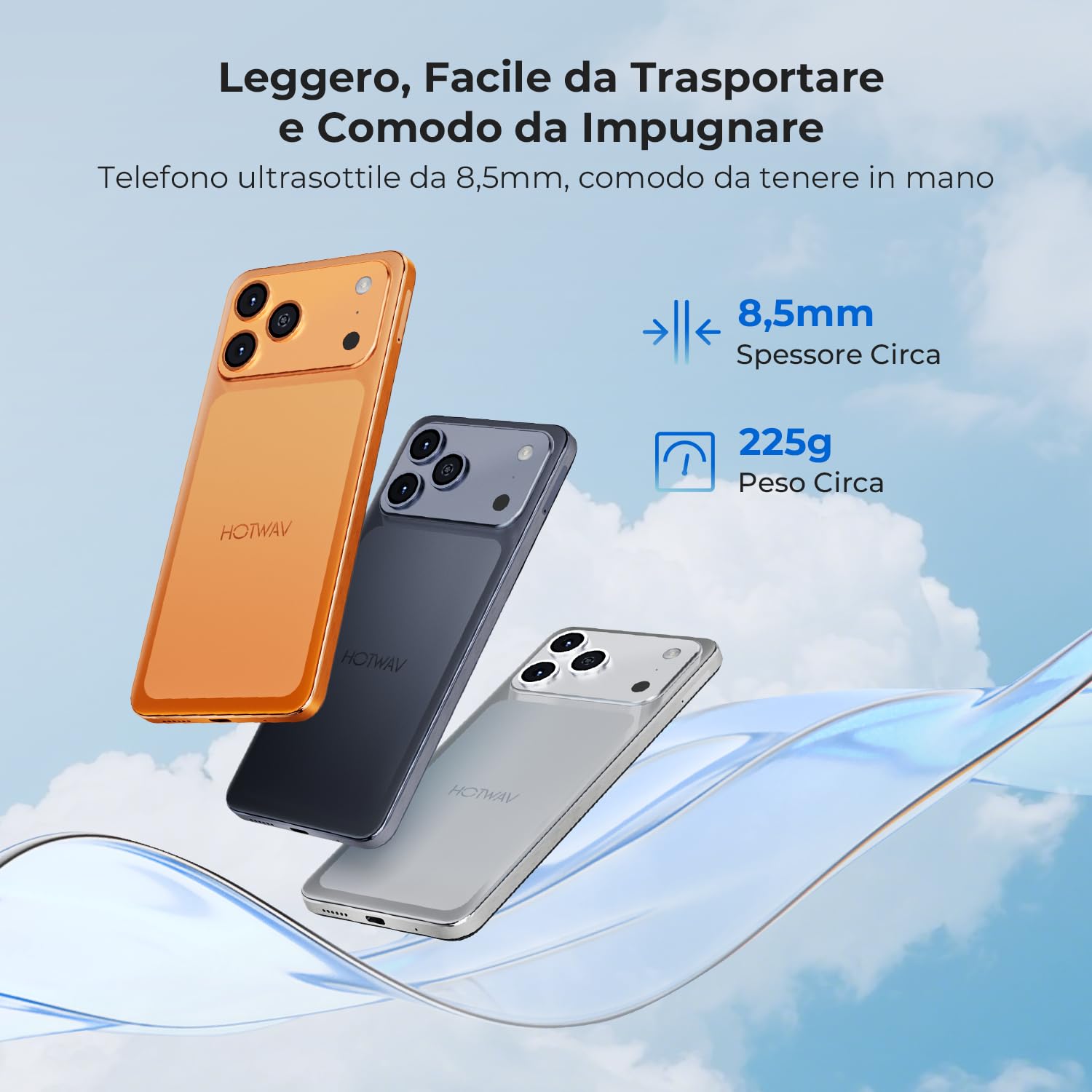 HOTWAV A17 Pro Max Smartphone Android 15, 16GB+256GB/TF TB Telefono Cellulare, 5160mAh Cellulare, 6.75 Pollici Telefoni, 13MP+5MP Camera, Dual SIM 4G Telefono/1080P/GPS/Face ID/Fingerprint - Argento | Batteria a lunga durata, fotocamera 13 MP di stoccaggi