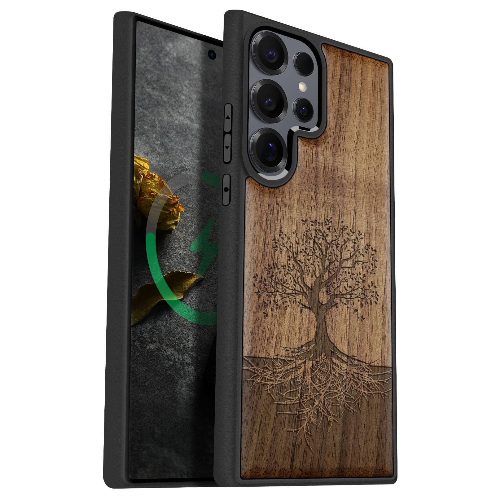 Carveit Magnetic Wooden Case for Samsung Galaxy S25 Ultra Case 2025, TPU Shockproof Cover & Wood Artisan Engraved, Compatible with MagSafe Wireless