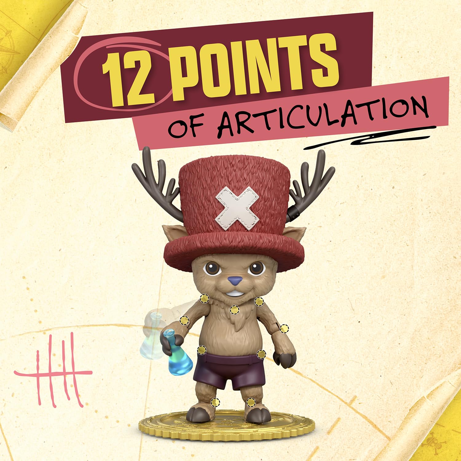 Figura de acción de Tony Tony Chopper de One Piece de 10 cm con 6 Accesorios; Incluye Expresiones faciales Intercambiables, Bolso de medicinas, Vial médico y Base de exposición con Forma de Berry — view 6