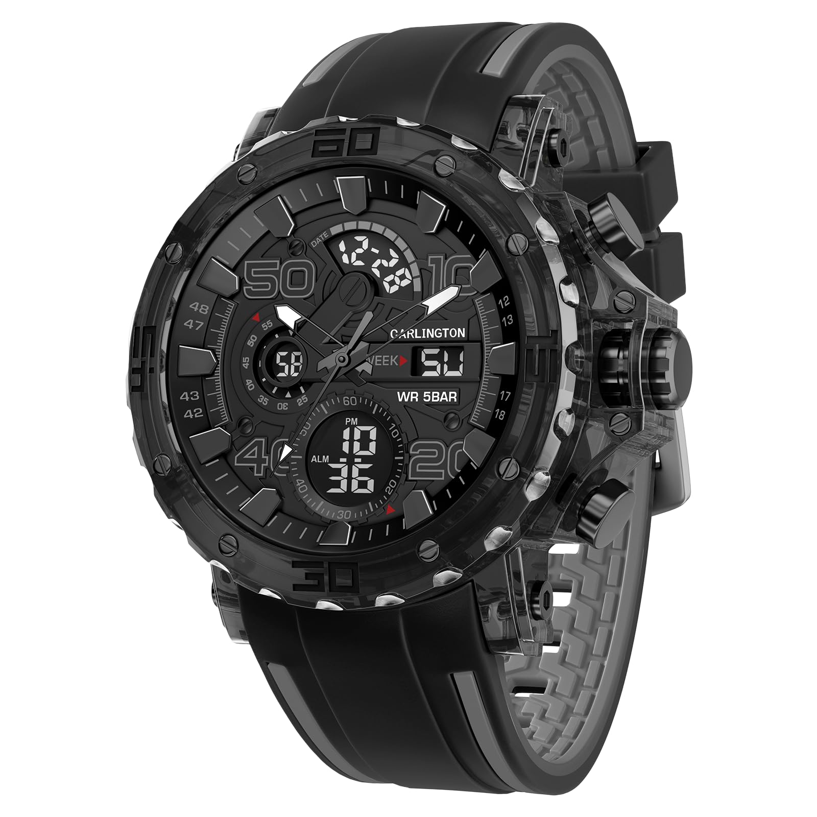 Carlington Velocity Series Analog-Digital Sports Watch Black - Image 1
